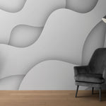 Tapet personalizat 3d cu forme abstracte albe cu efect 3d overlay white waves