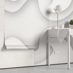 Tapet personalizat 3d cu design abstract in nuante de alb si umbre gri white frequency