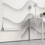 Tapet personalizat 3d cu forme abstracte albe si umbre cu efect 3d white waves