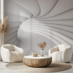 Tapet Personalizat 3D cu efect realist al unui tunel alb in perspectiva 3D - 3D TUNNEL