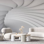 Tapet Personalizat 3D cu efect realist al unui tunel alb in perspectiva 3D - 3D TUNNEL