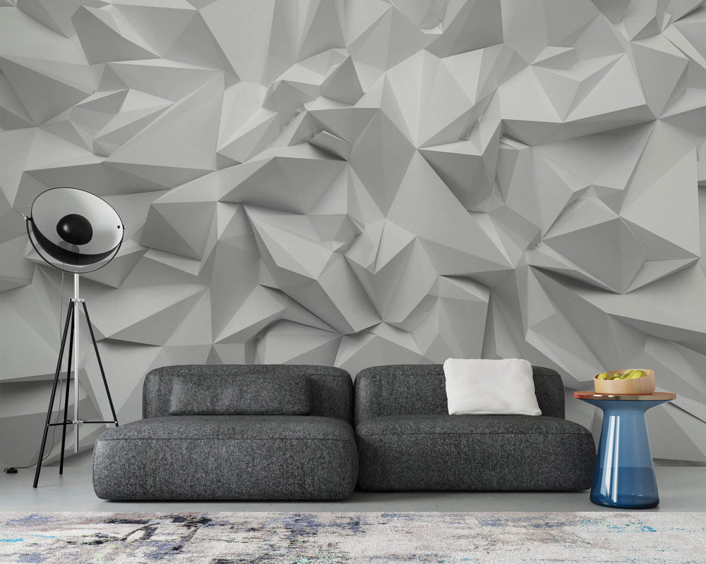 Tapet Personalizat 3D cu varfuri iesite in relief asemeni unor roci albe - WHITE ROCK