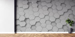 Tapet Personalizat 3D cu hexagoane iesite in relief in nuante de alb-gri - ANGLE GREY HEX