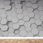 Tapet Personalizat 3D cu hexagoane iesite in relief in nuante de gri - GREY HEX