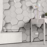 Tapet Personalizat 3D cu hexagoane iesite in relief in nuante de gri - GREY HEX