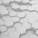 Tapet Personalizat 3D cu hexagoane iesite in relief in nuante de alb-gri - ANGLE GREY HEX