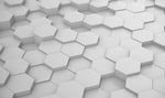 Tapet Personalizat 3D cu hexagoane iesite in relief in nuante de alb-gri - ANGLE GREY HEX