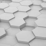 Tapet Personalizat 3D cu hexagoane iesite in relief in nuante de alb-gri vazute din apropiere - CLOSE UP HEX