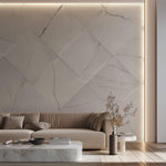 Tapet Personalizat 3D cu elemente de marmura alba iesite in relief - 3D MARBLE