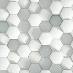 Tapet Personalizat 3D cu hexagoane albe iesite in relief cu efect de lumina si umbra - SHADOW HEXAGONS