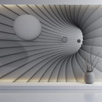 Tapet Personalizat 3D cu un tunel in viziune 3D si sfere plutind in departare - SPHERE VISION