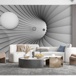 Tapet Personalizat 3D cu un tunel in viziune 3D si sfere plutind in departare - SPHERE VISION