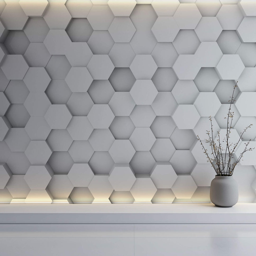 Tapet Personalizat 3D cu hexagoane iesite in relief redand o perspectiva in spatiu - 3D HONEYCOMB