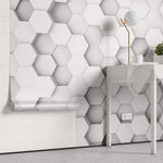 Tapet Personalizat 3D cu hexagoane iesite in relief redand o perspectiva in spatiu - 3D HONEYCOMB