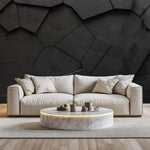 Tapet Personalizat 3D cu roca neagra sparta neuniform si iesita in relief - 3D CRACKED ROCK