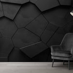 Tapet Personalizat 3D cu roca neagra sparta neuniform si iesita in relief - 3D CRACKED ROCK