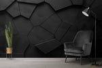 Tapet Personalizat 3D cu roca neagra sparta neuniform si iesita in relief - 3D CRACKED ROCK