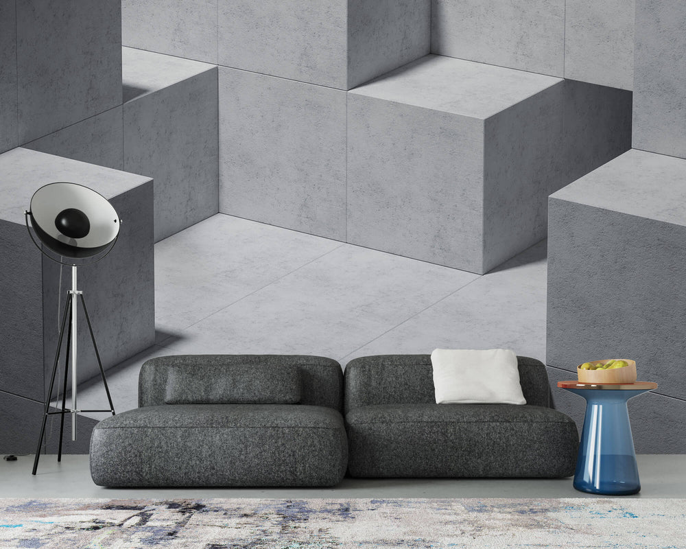 Tapet Personalizat 3D cu o structura de ciment moderna dispusa in cuburi 3D - 3D CONCRETE CUBES