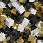Tapet Personalizat 3D cu cuburi mici de marmura alba neagra si aur - GOLDEN SUGAR