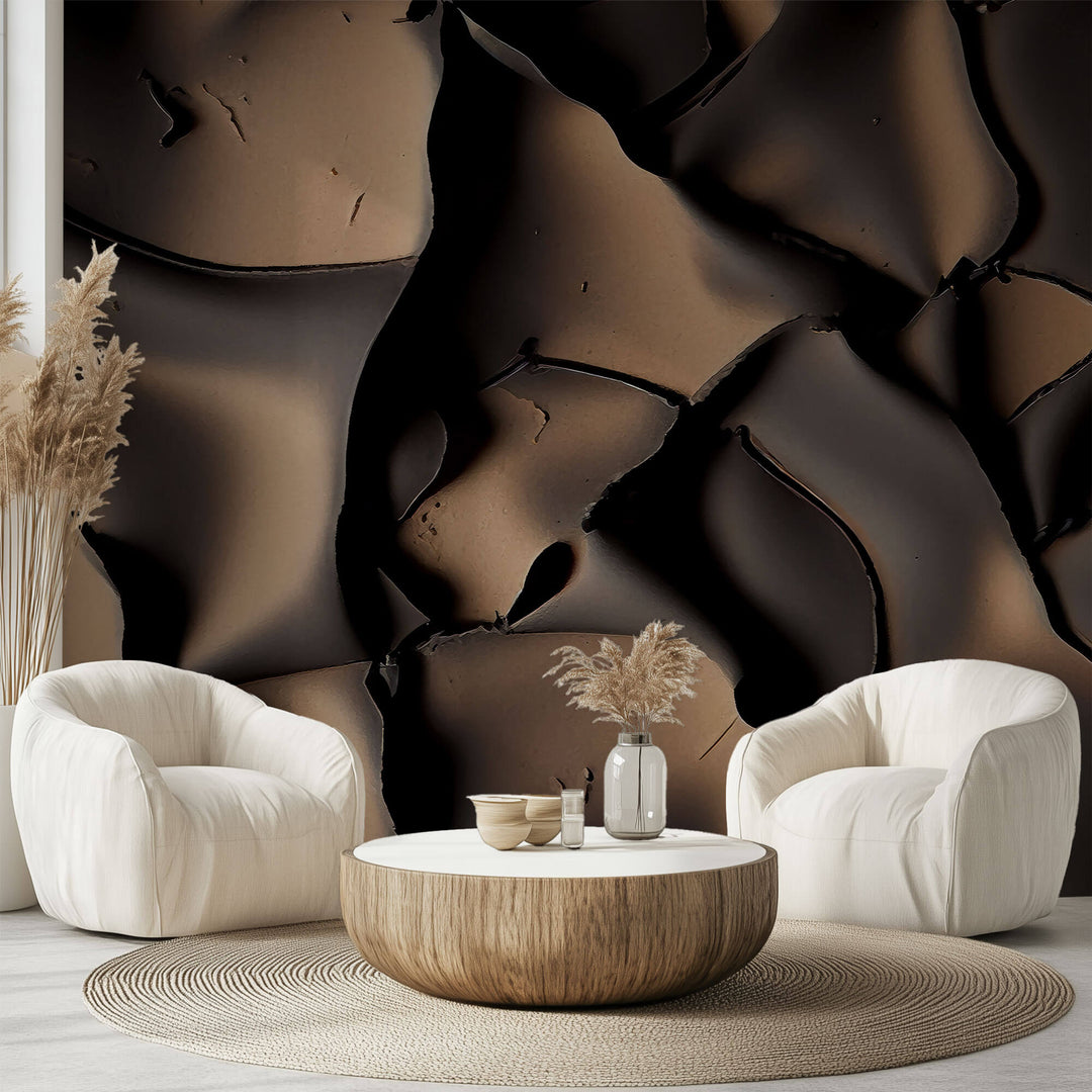 Tapet Personalizat 3D cu vopsea acrilica neagra cu umbre maronii - COCOA ACRYL