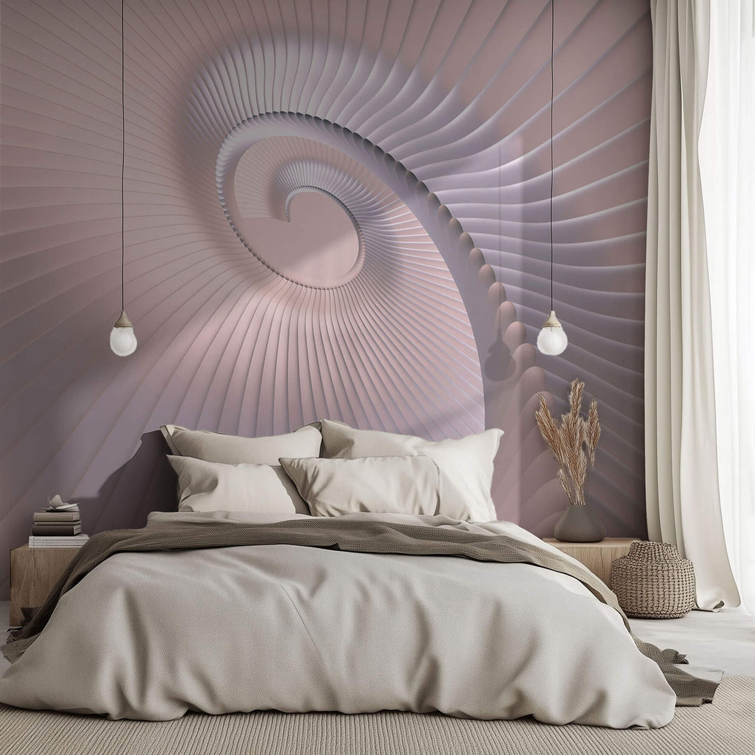 Tapet Personalizat 3D cu o spirala roz cu efect de departare 3D - PINK SPIRAL