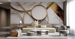 Tapet Personalizat 3D cu inele aurii si marmura alba - GOLD METALIC MARBLE
