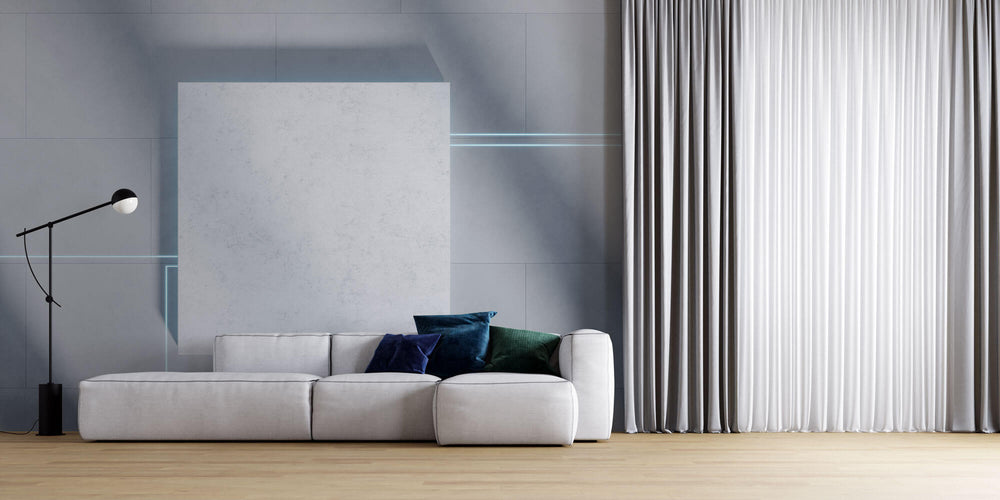 Tapet Personalizat 3D cu un model modern de piatra iesita in relief si lumini neon - MODERN CHIP