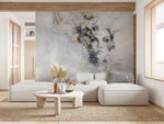 Tapet personalizat watercolor cu design feminin pictat artistic in nuante de gri si accente aurii beautiful estetic