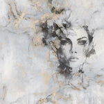 Tapet personalizat watercolor cu design feminin pictat artistic in nuante de gri si accente aurii beautiful estetic