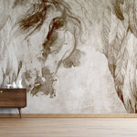 Tapet personalizat watercolor cu reprezentarea unui cal acoperit de pene pictat in stil watercolor feather horse