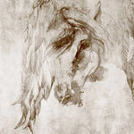 Tapet personalizat watercolor cu reprezentarea unui cal acoperit de pene pictat in stil watercolor feather horse