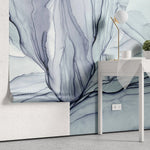 Tapet personalizat watercolor cu design minimalist in stil arta cu cerneala albastra blue ink watercolor