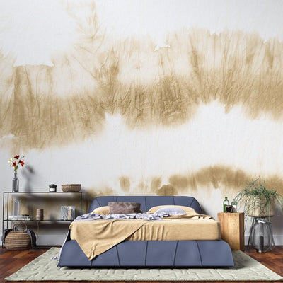 tapet personalizat watercolor cu design minimalist in stil papier mache cu efect de hartie creponata in nuante de bej