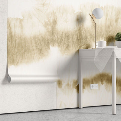tapet personalizat watercolor cu design minimalist in stil papier mache cu efect de hartie creponata in nuante de bej