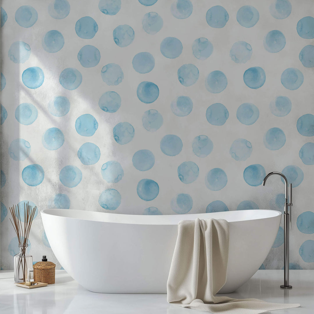 Tapet Personalizat Watercolor cu cerculete albastre in acuarela - SOAP BUBBLES