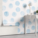 Tapet Personalizat Watercolor cu cerculete albastre in acuarela - SOAP BUBBLES