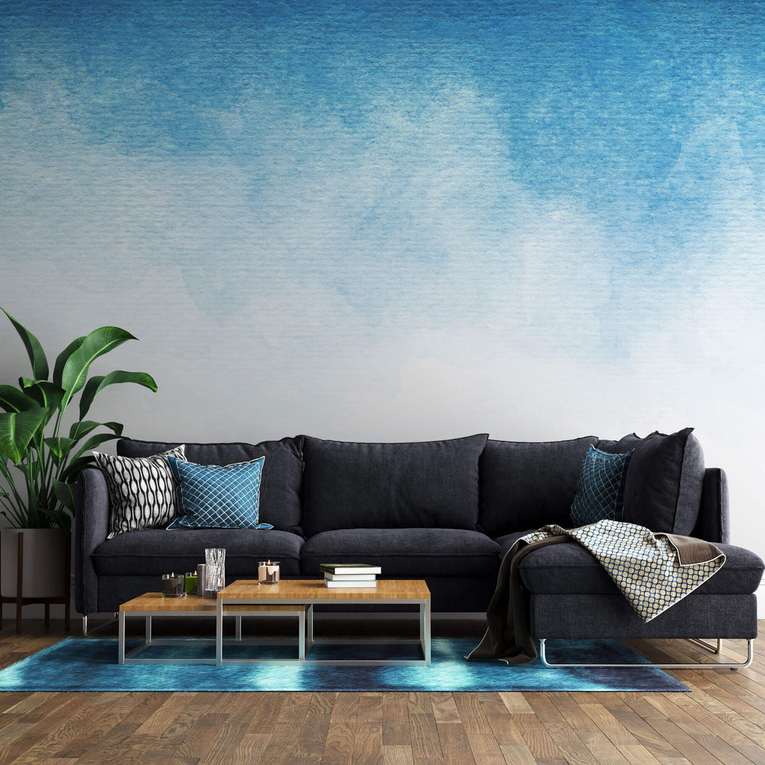 Tapet Personalizat Watercolor cu cer albastru in pictura cu apa - BLUE WATERCOLOR SKY