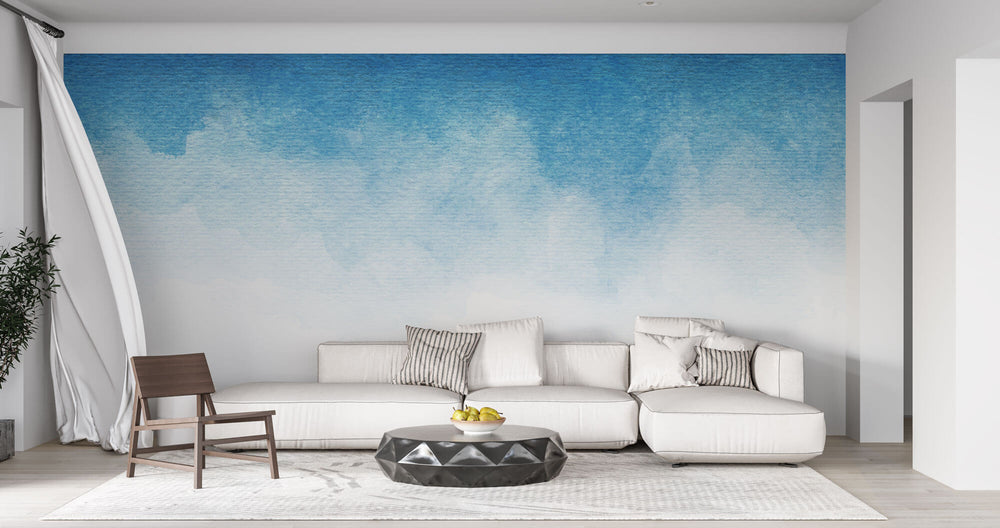 Tapet Personalizat Watercolor cu cer albastru in pictura cu apa - BLUE WATERCOLOR SKY