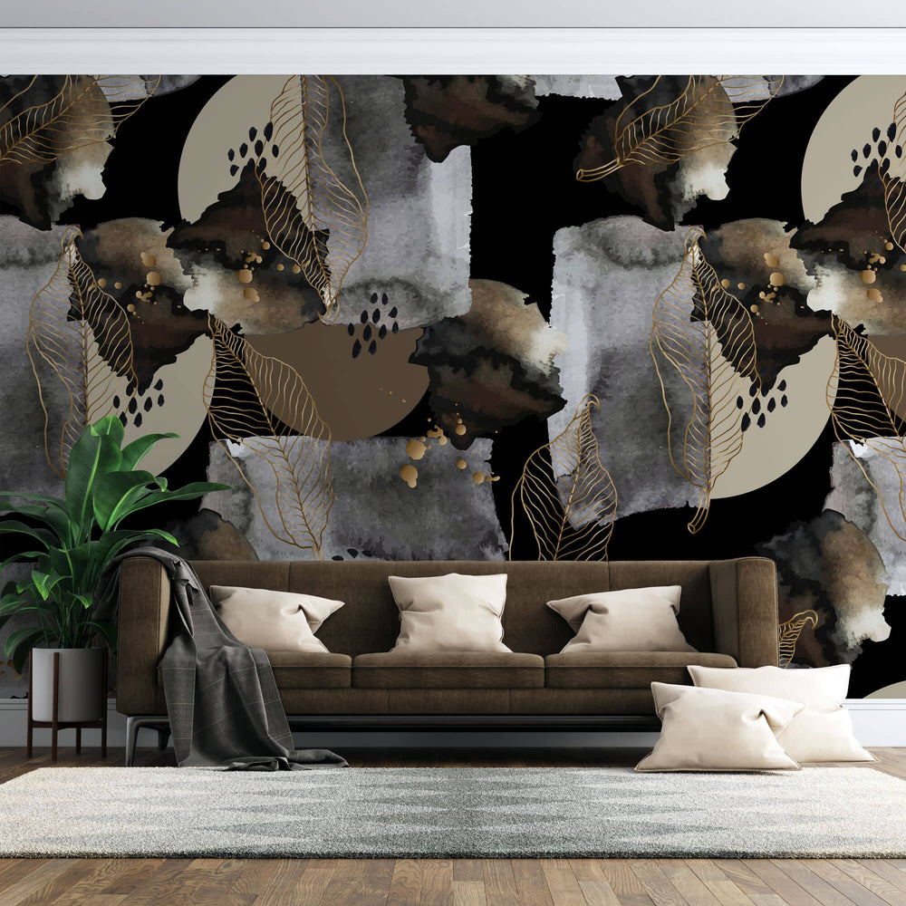 Tapet Personalizat Watercolor cu frunze abstracte si pictura texturata - NOVEMBER WATERCOLOR