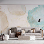 Tapet Personalizat Watercolor cu pictura abstracta in nuante rozalii si albastru deschis - MEDITERRANEAN COFFEE