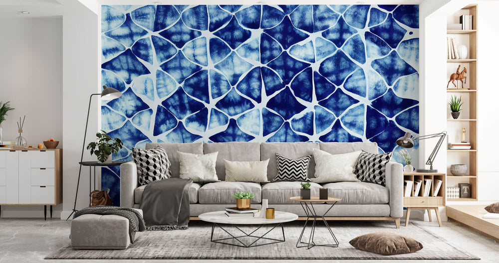 Tapet Personalizat Watercolor cu pictura in cerneala albastra 2 - WATERCOLOR INK SNAKE