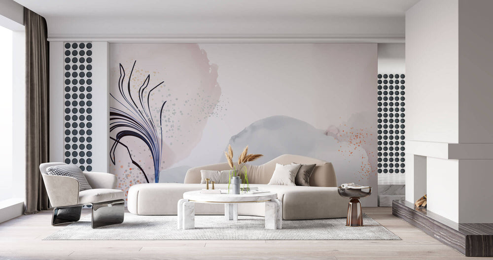 Tapet Personalizat Watercolor cu design simplu in nuante de roz pudrat - MINIMALIST WATERCOLOR