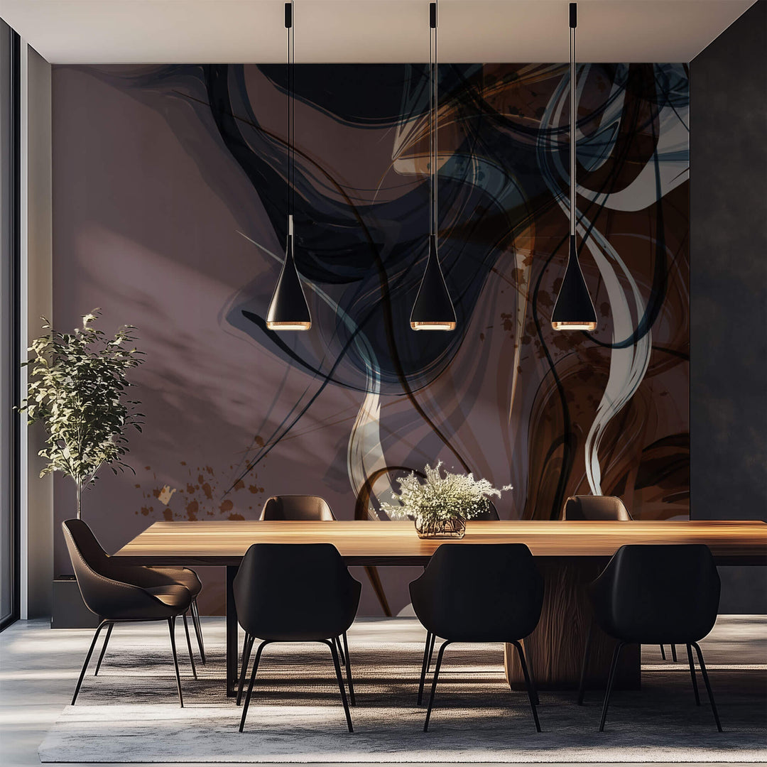 Tapet Personalizat Watercolor in degrade cu model abstract - MIDNIGHT COFFEE