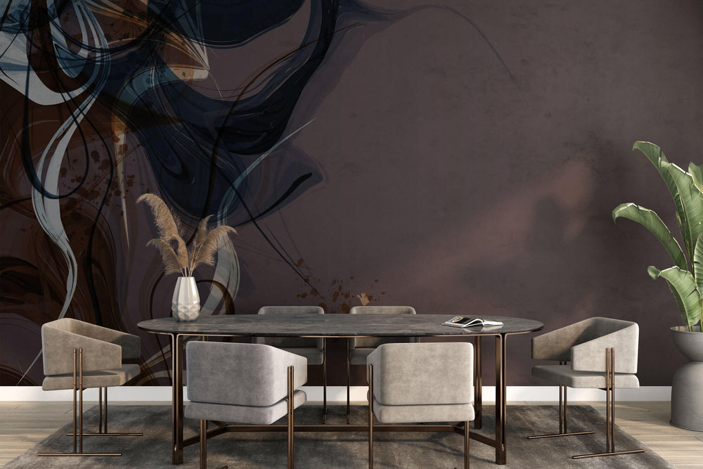 Tapet Personalizat Watercolor in degrade cu model abstract - MIDNIGHT COFFEE