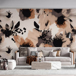 Tapet Personalizat Watercolor cu model floral in nuante maronii - EARTHY WATERCOLOR
