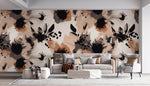 Tapet Personalizat Watercolor cu model floral in nuante maronii - EARTHY WATERCOLOR