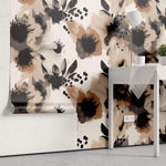 Tapet Personalizat Watercolor cu model floral in nuante maronii - EARTHY WATERCOLOR