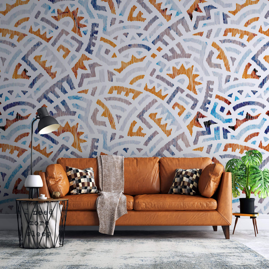 Tapet Personalizat Patterns cu arcade colorate in stil portughez - PORTUGUESE ARCH