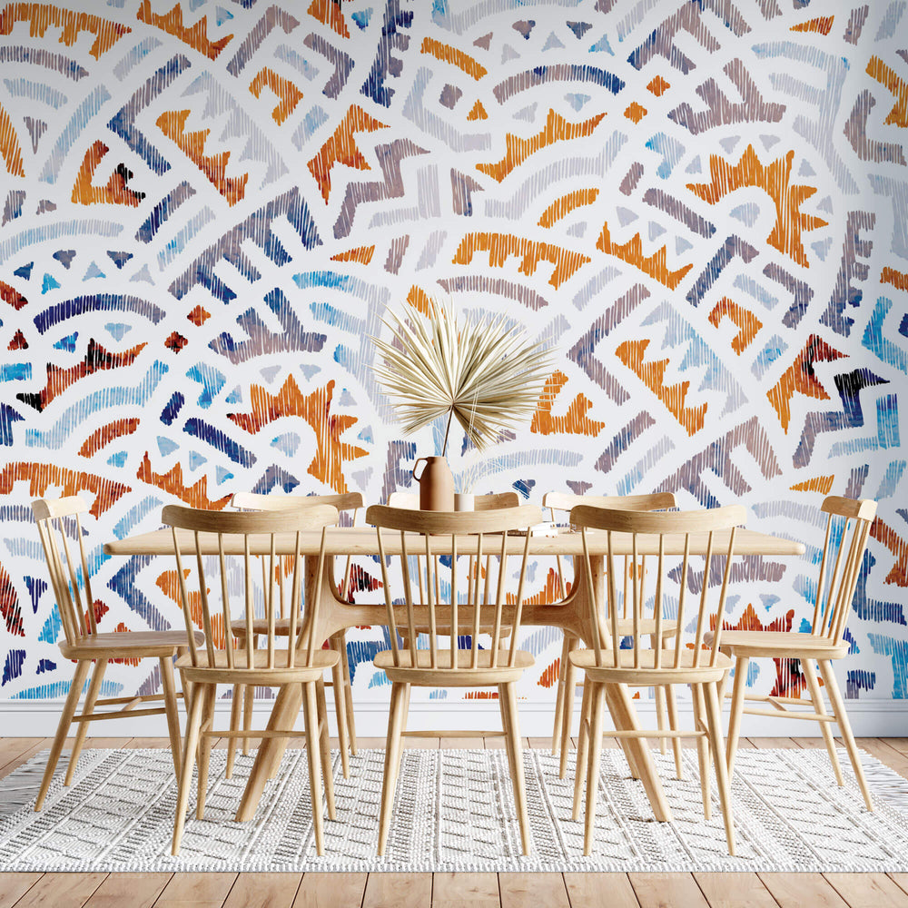 Tapet Personalizat Patterns cu arcade colorate in stil portughez - PORTUGUESE ARCH