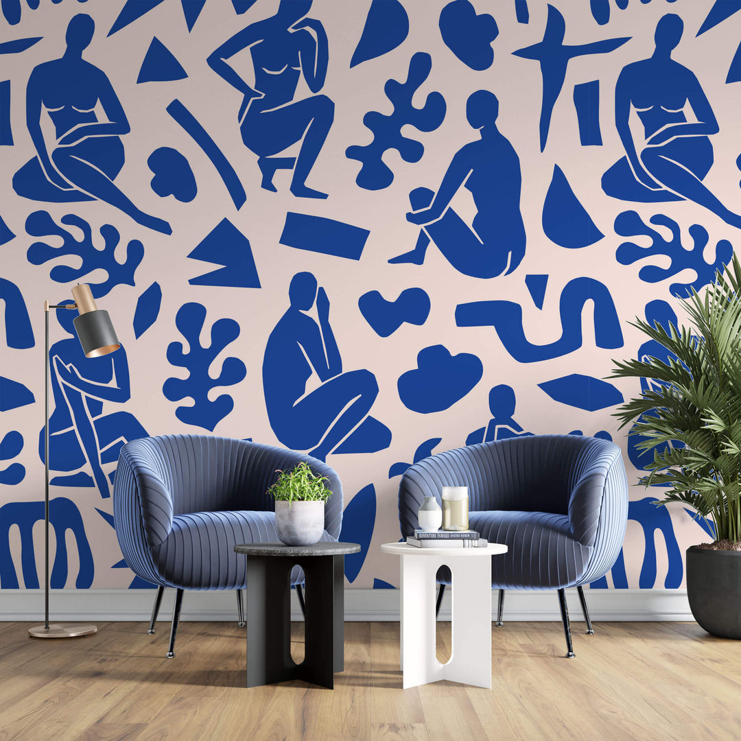 Tapet Personalizat Patterns cu sculpturi abstracte albastre - ABSTRACT BLUE SCULPTURES
